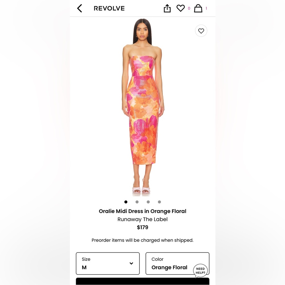 Oralie dress orange floral size M